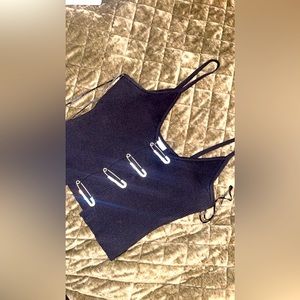 women rhinestone safety pin top new